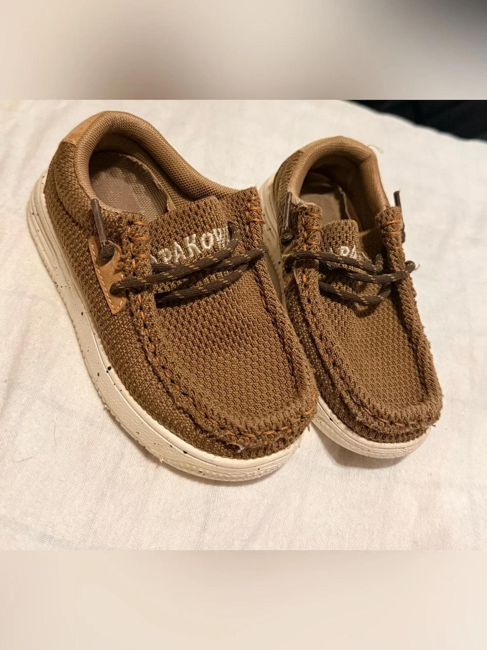 Kids Brown Knit Moccasin Slip-On Shoes